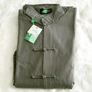 Brand New Gray Men's 100% Hemp Traditional Mandarin Jacket Size L
